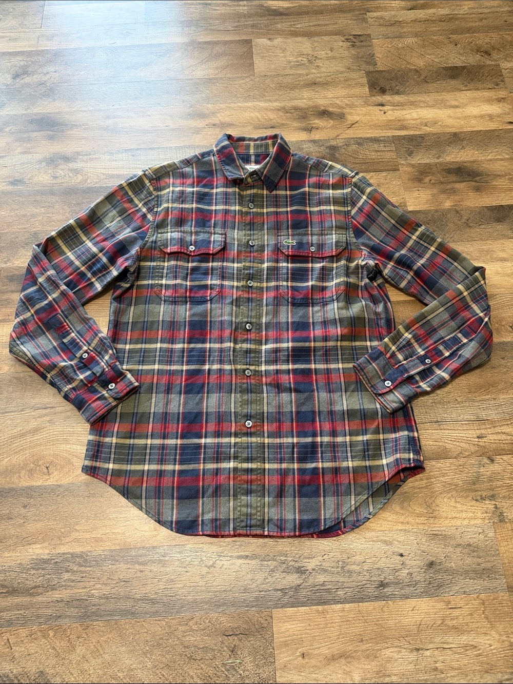 Lacoste plaid flannel button-up shirt